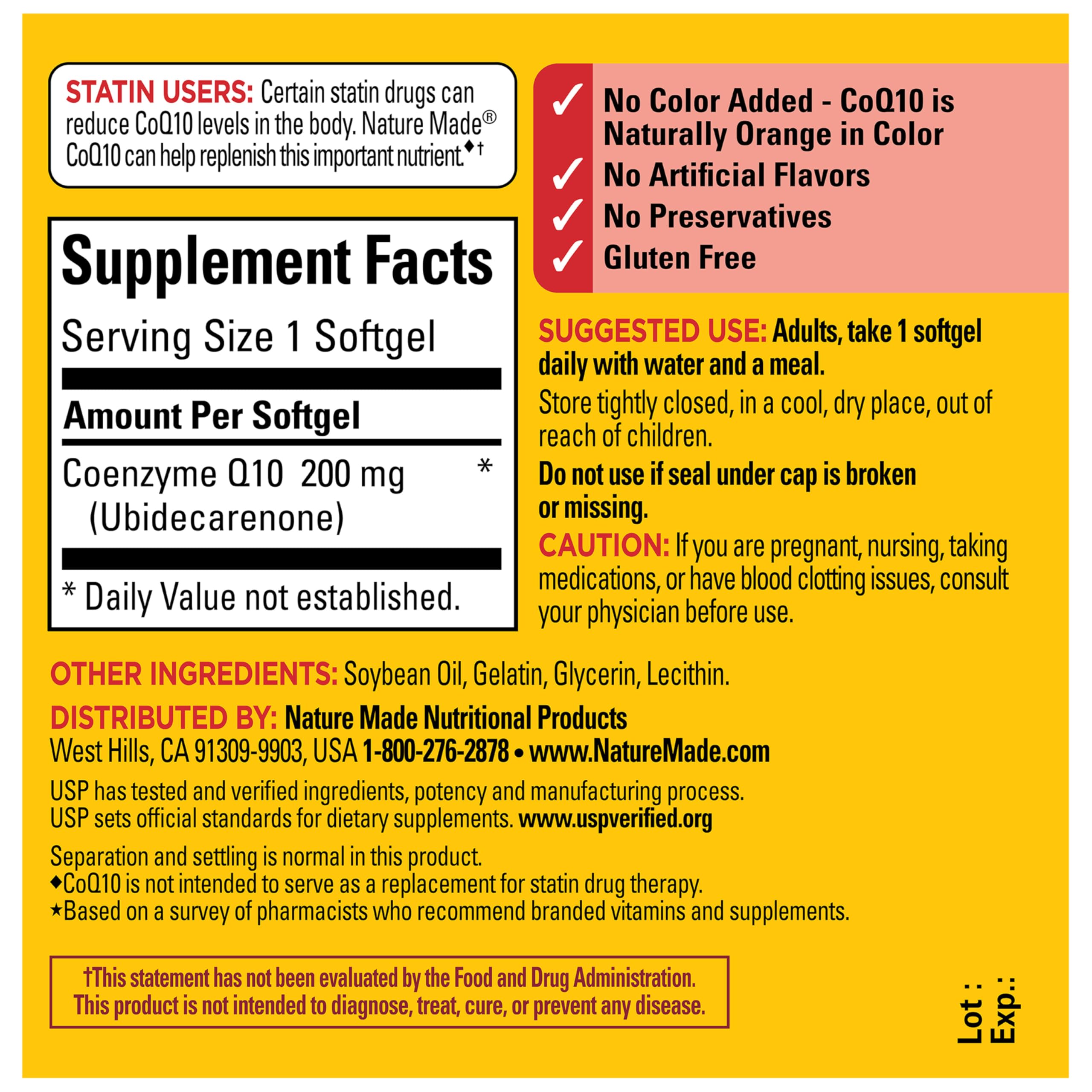 Nature Made CoQ10 200 mg, caja de 40 días, suministro práctico