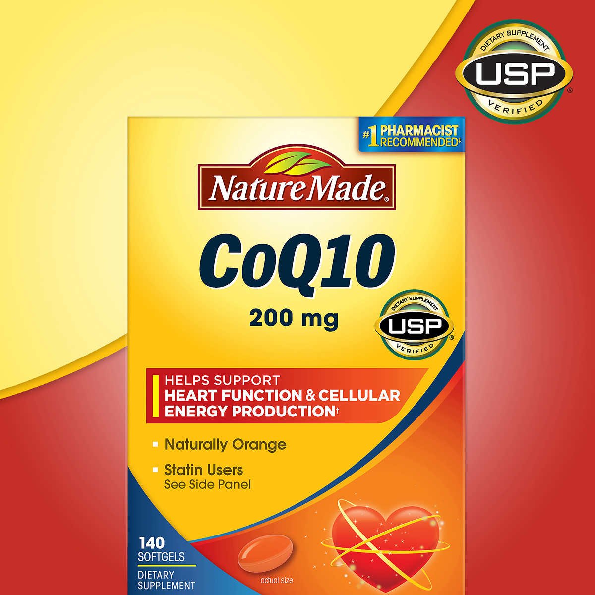 Nature Made CoQ10 200 mg, cápsulas suaves, energía celular en la botella.