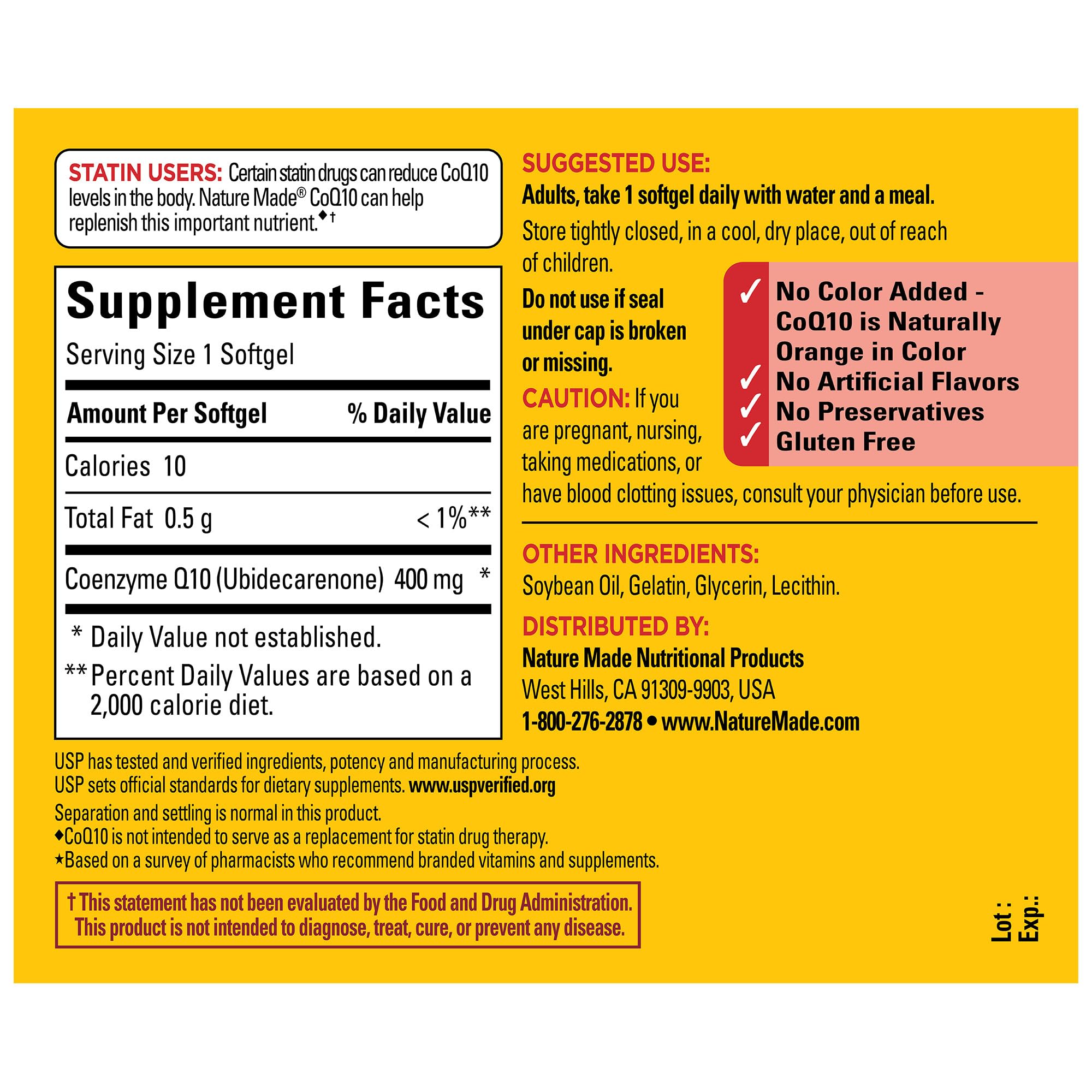 Nature Made CoQ10 400 mg cápsulas suaves pila: formato cómodo para llevar