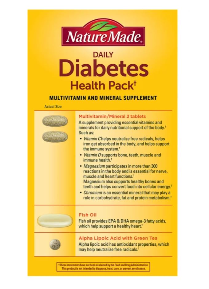 Nature Made Daily Diabetes Health Pack, caja organizadora de pastillas