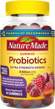 Nature Made Probióticos Digestivos Ultra-Fuerza gomitas frambuesa-cereza para apoyo digestivo diario.
