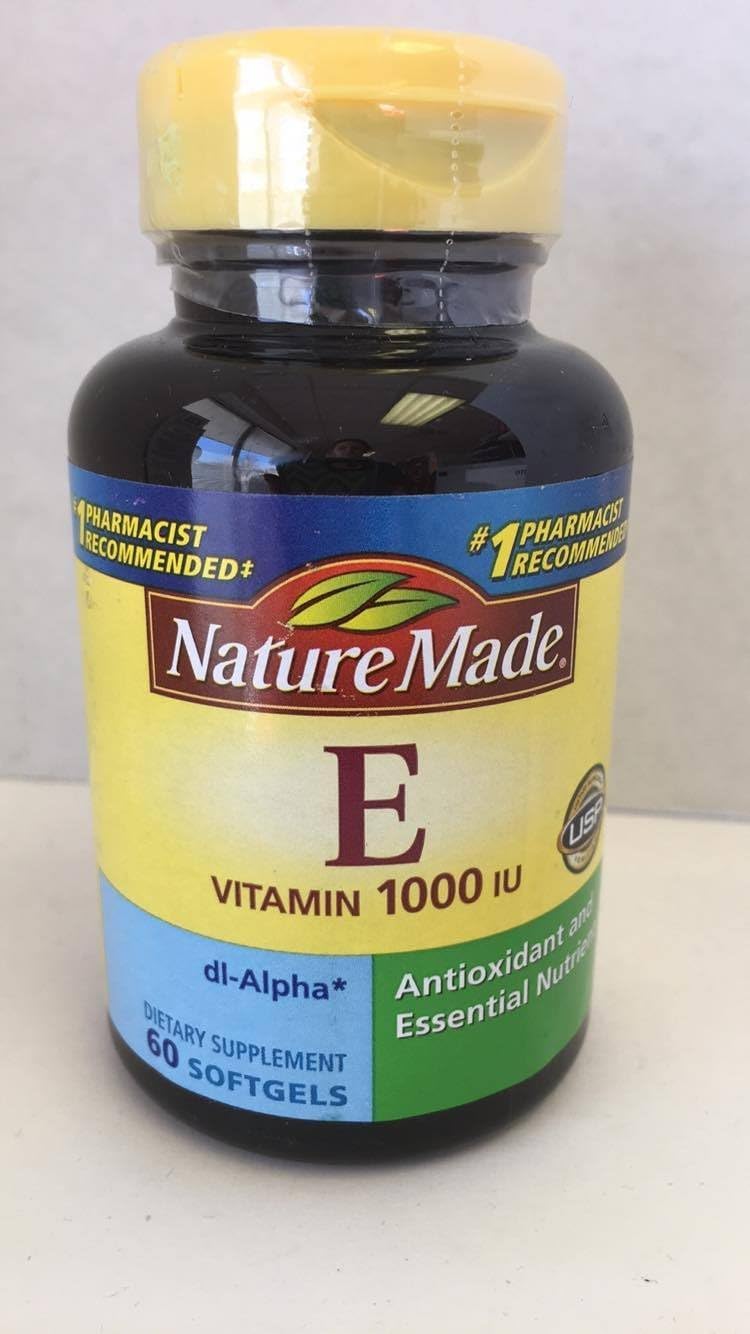 Nature Made dl-Alpha Vitamina E 1000 UI: cápsulas blandas fáciles de tragar para la ingesta diaria.