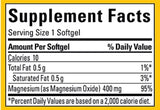 Etiqueta de Nature Made Magnesio 400 mg con información de uso.
