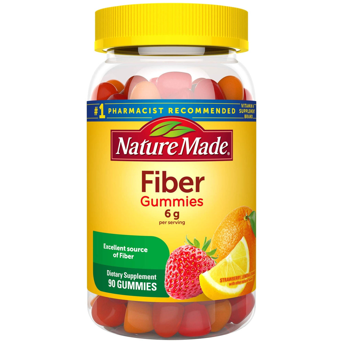 Nature Made Fibra 6 g Gomitas en frasco, apoyo digestivo diario.