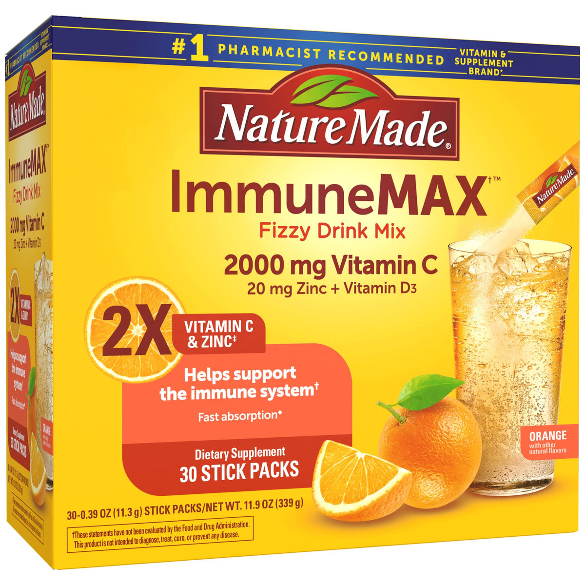 Nature Made ImmuneMAX, paquetes naranjas, apoyo diario al sistema inmunológico