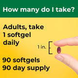 Nature Made Magnesio 250 mg, botella en mesa con frutas para vida saludable.