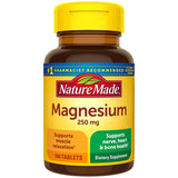 Nature Made Magnesio 250 mg, frente, apoya función nerviosa y muscular.