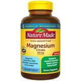 Nature Made Magnesio Citrato 250 mg, frente de la botella, apoyo a la relajación muscular