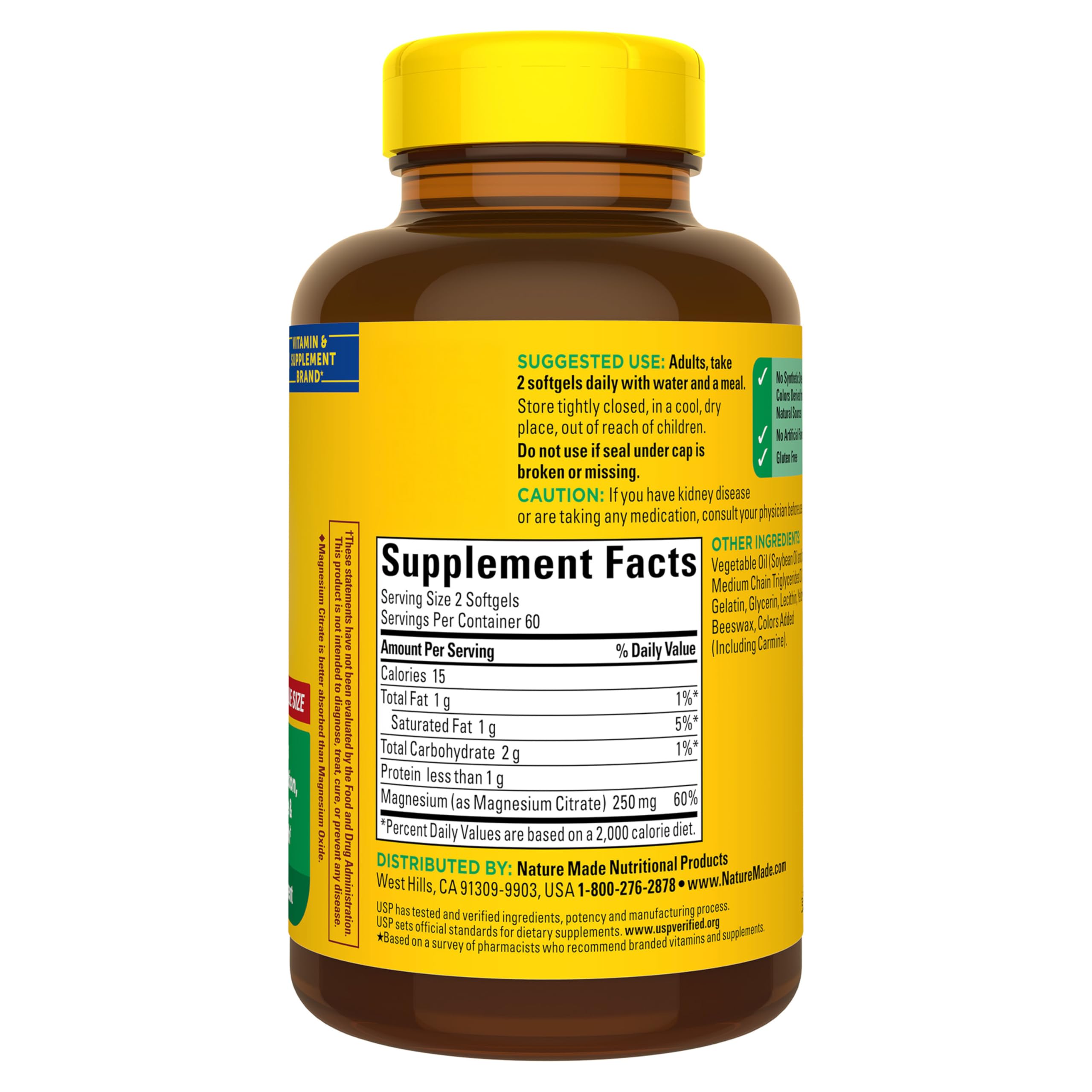 Nature Made Magnesio Citrato 250 mg, vida activa y bienestar diario