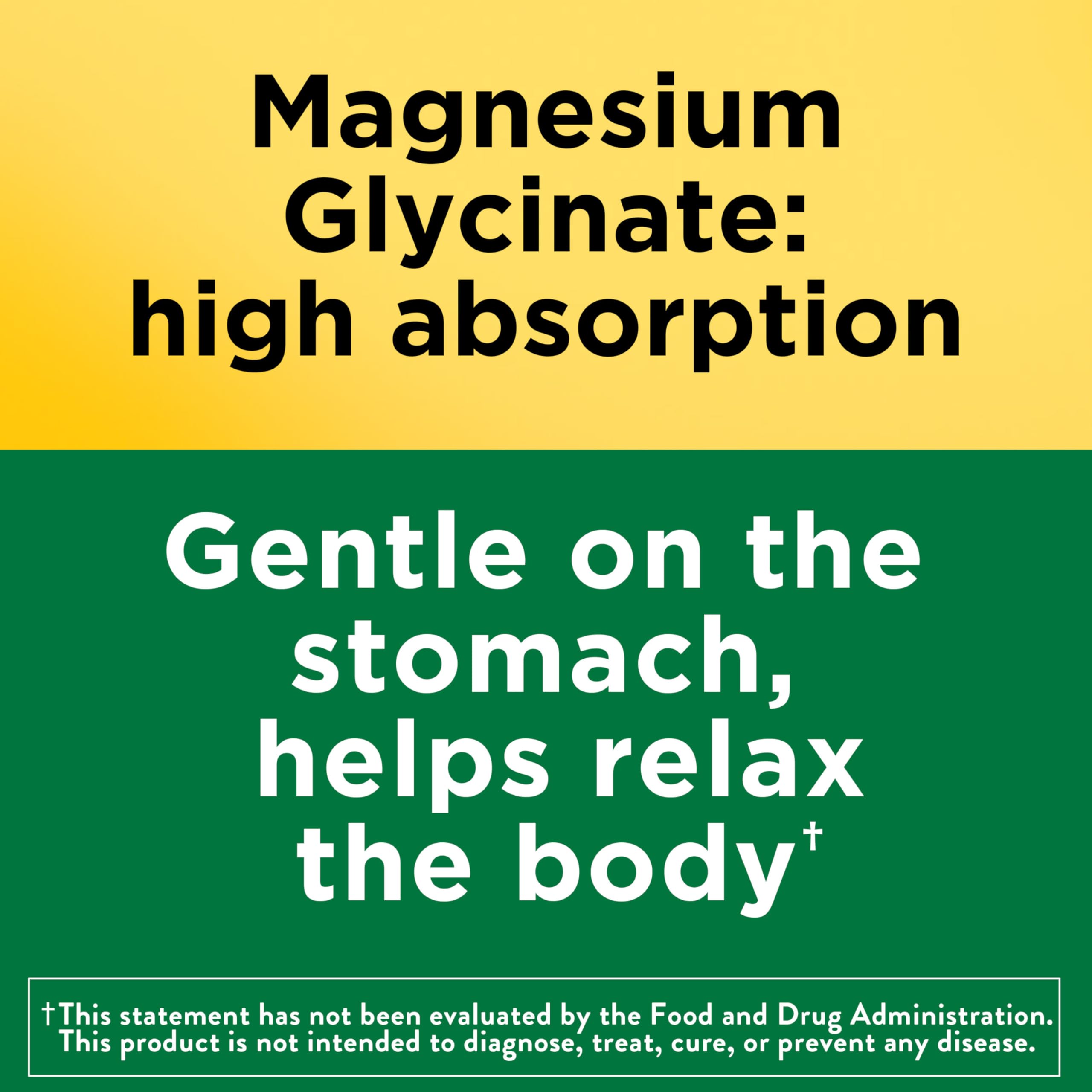 Nature Made Magnesio Glicinato 200 mg, cápsulas para salud cardíaca suave.