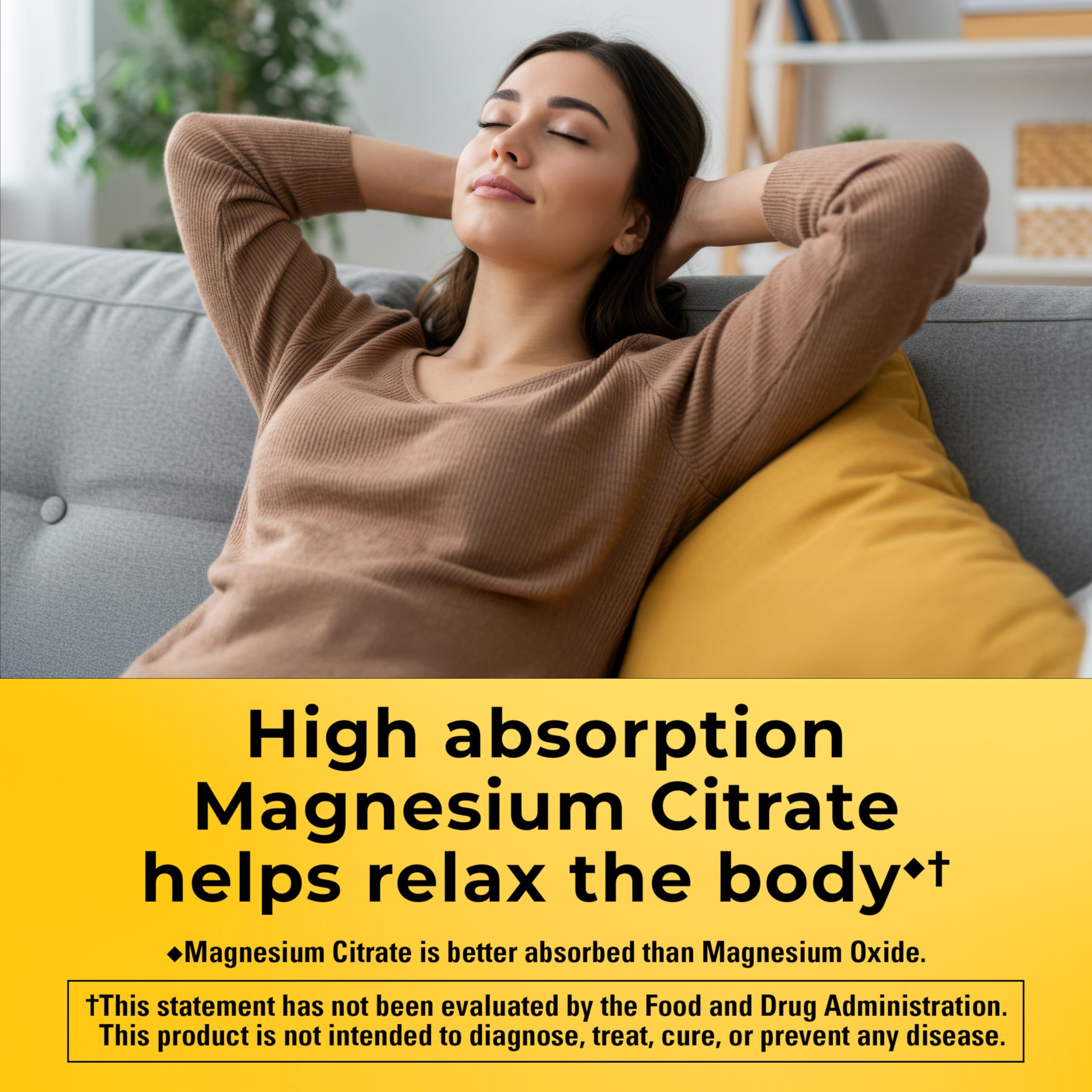 Nature Made Magnesium Citrate 250 mg, etiqueta clara que informa dosis diaria