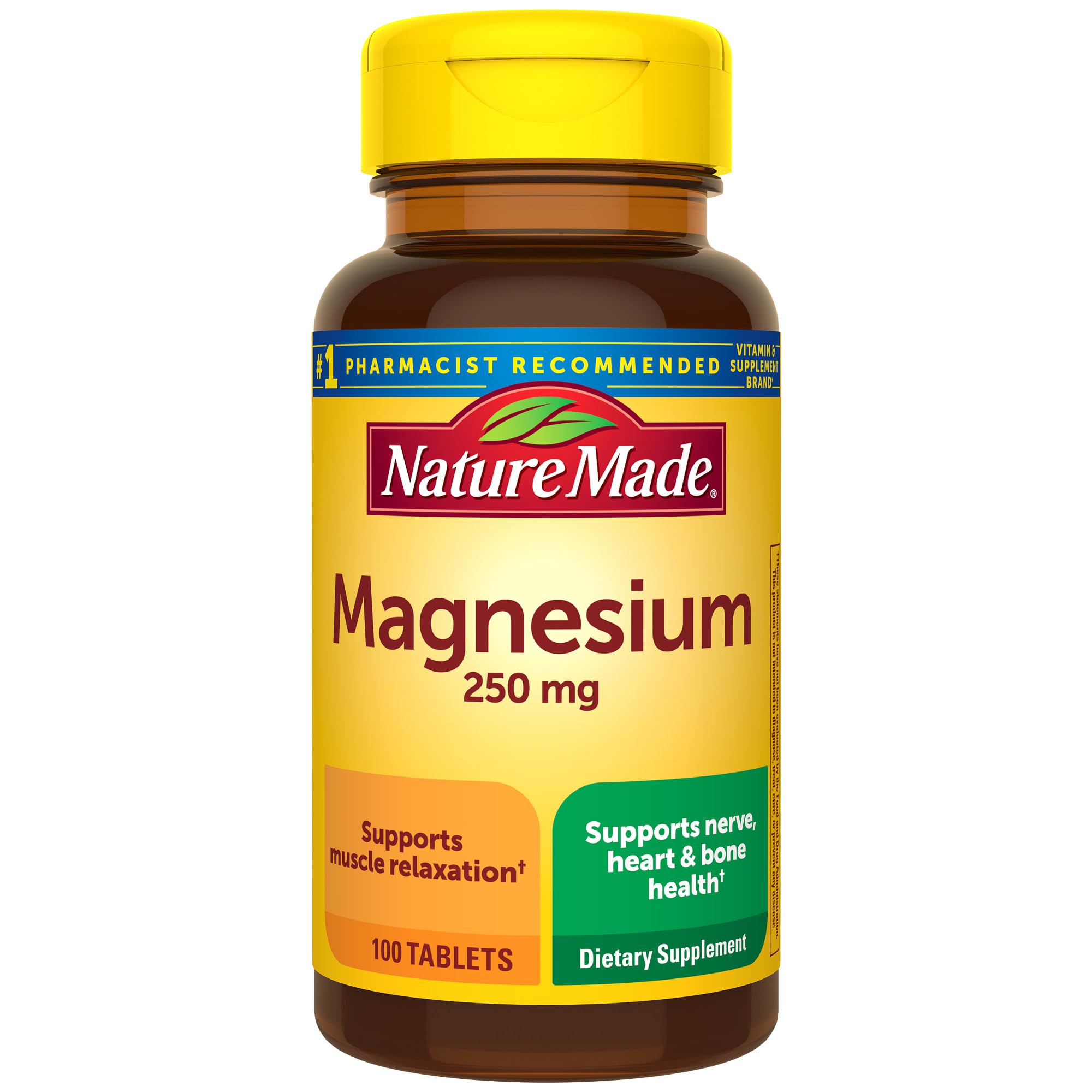 Nature Made Magnesio Óxido 250 mg: botella de 100 días para apoyo muscular.