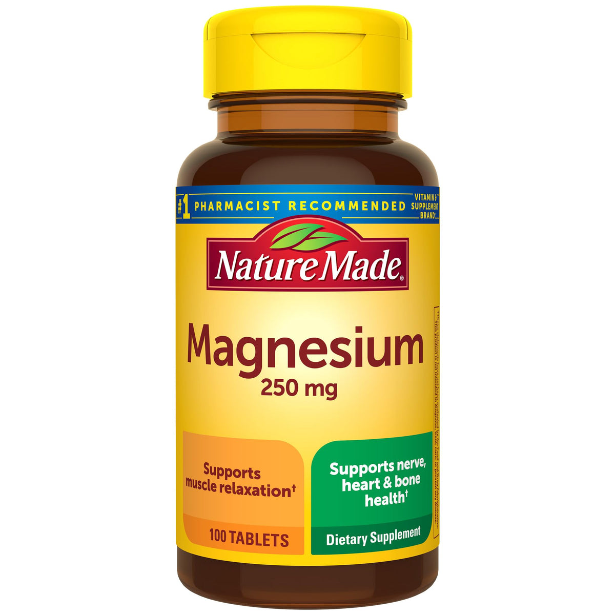 Nature Made Magnesio Óxido 250 mg: botella de 100 días para apoyo muscular.