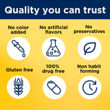 Etiqueta de Nature Made Melatonina 5 mg destacando libre de gluten y colorantes