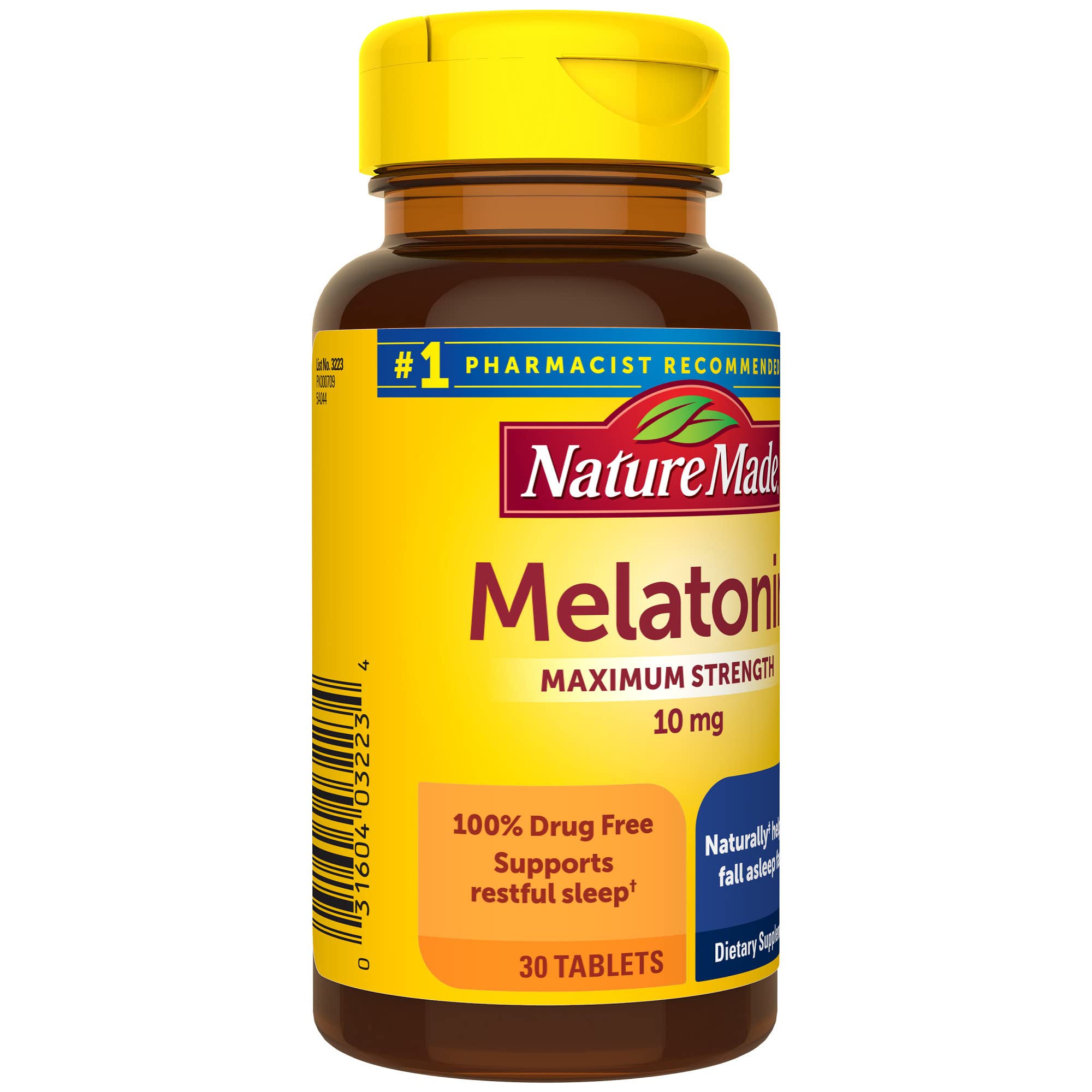 Almohada y Nature Made Melatonina: escena de relajación para dormir.