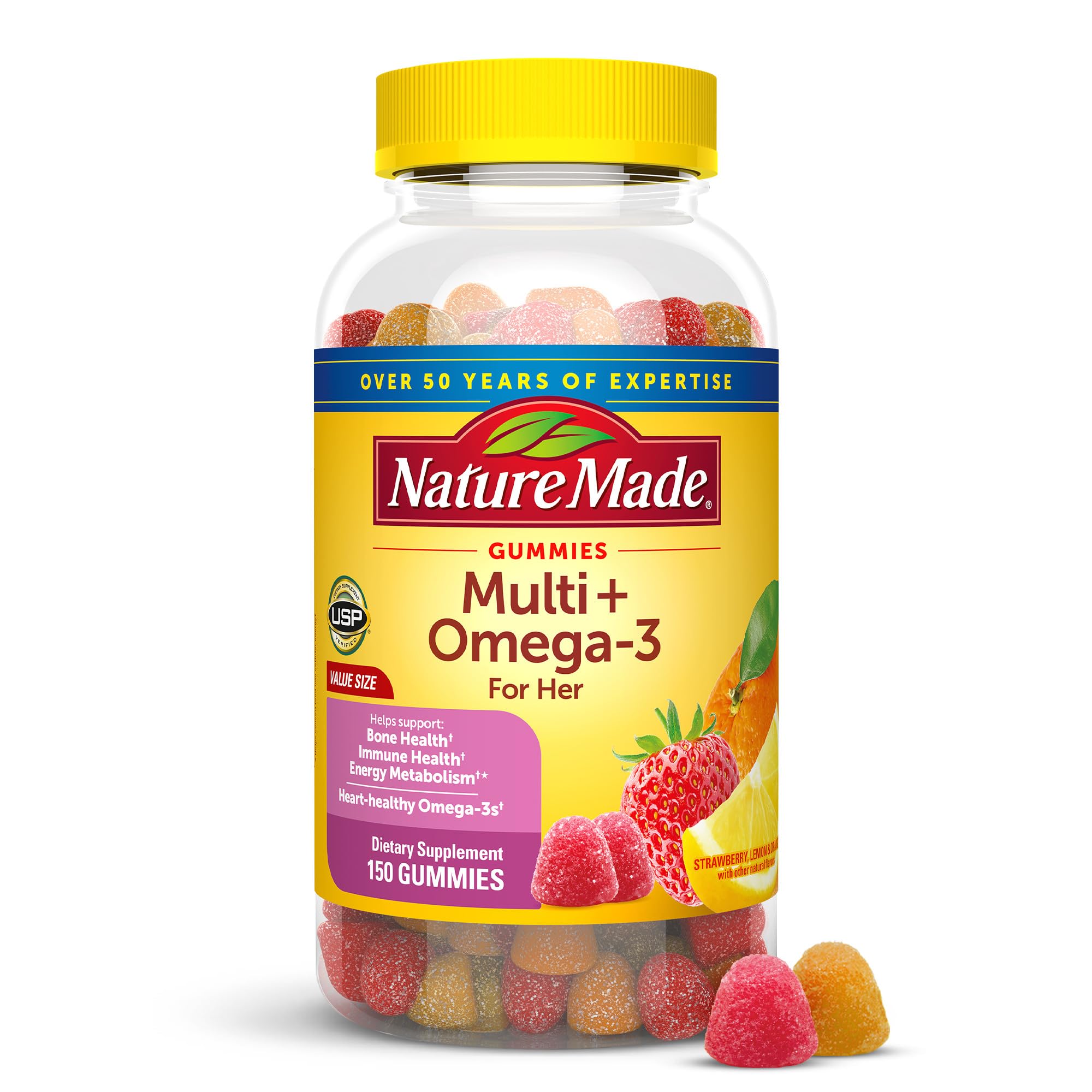 Gomitas Nature Made para mujeres en caja, aporte diario de nutrición
