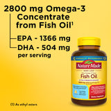 Nature Made Omega-3 cápsulas dentro: dos cápsulas diarias para consumir con comida.
