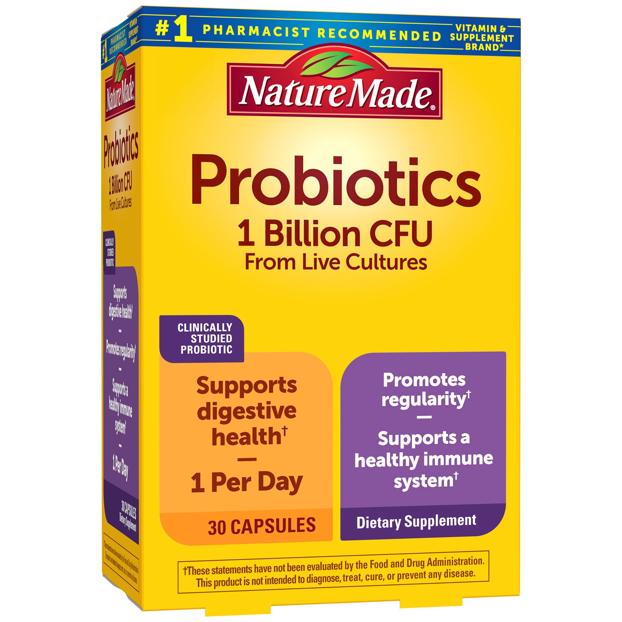 Nature Made Probiotics, botella de 30 cápsulas para uso diario