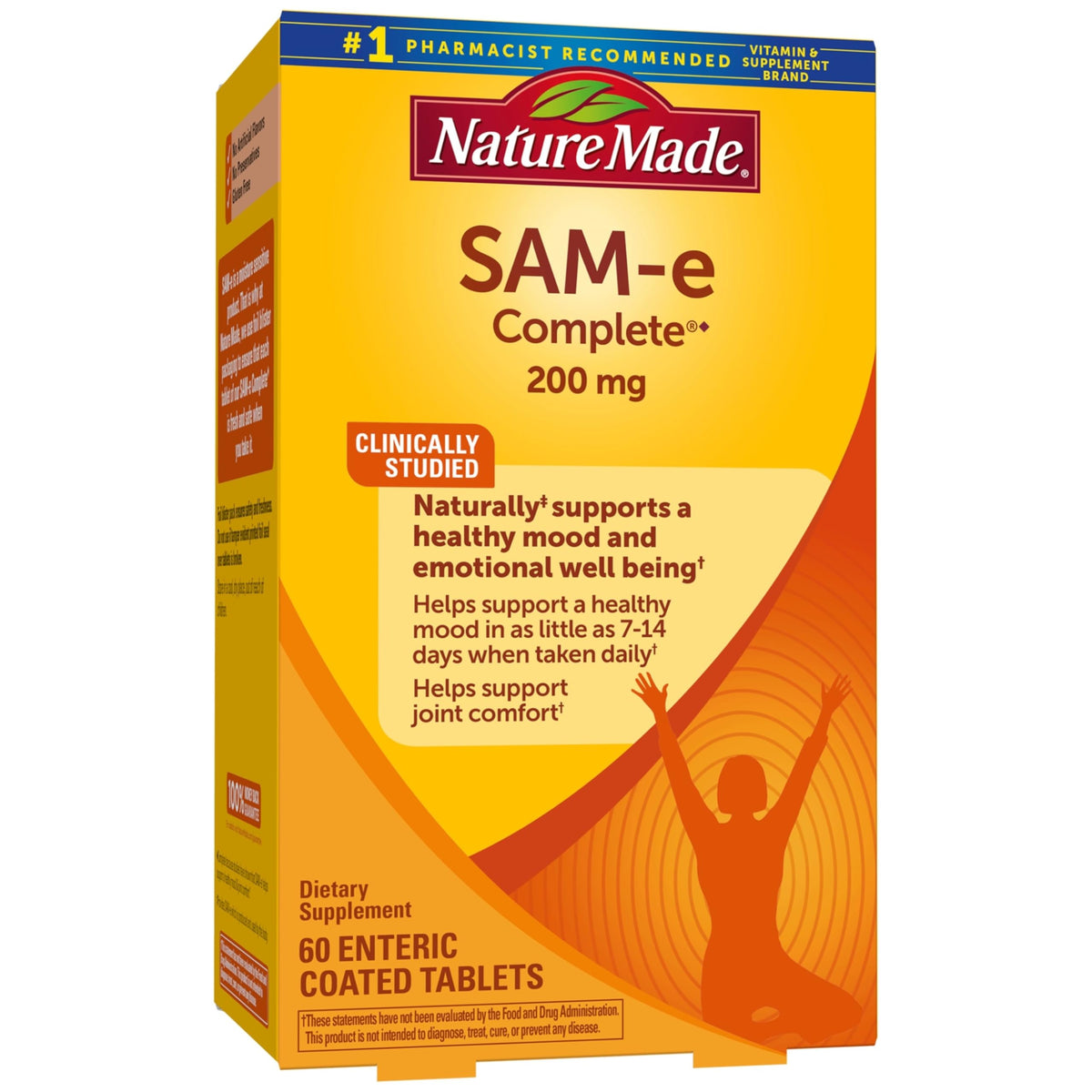 Nature Made SAM-e 200 mg Complete frasco frontal para apoyo diario del bienestar