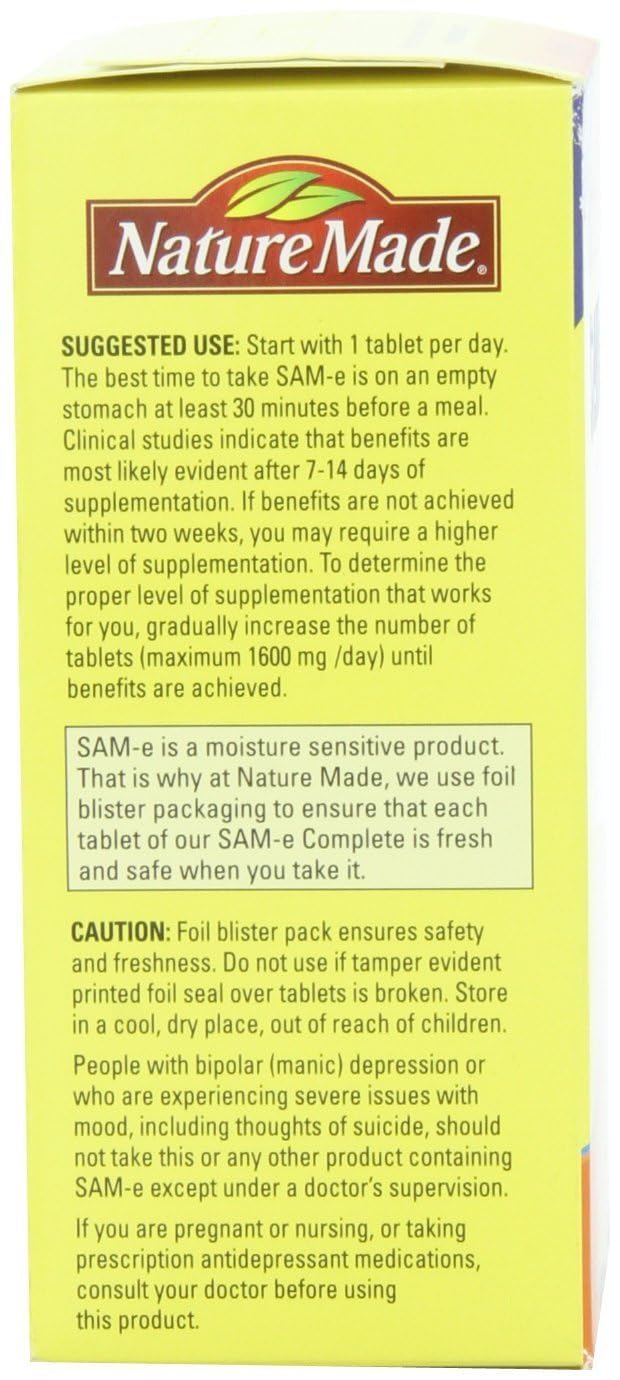 Nature Made Sam-e Complete 400 mg empaque: presentación sostenible para compra consciente