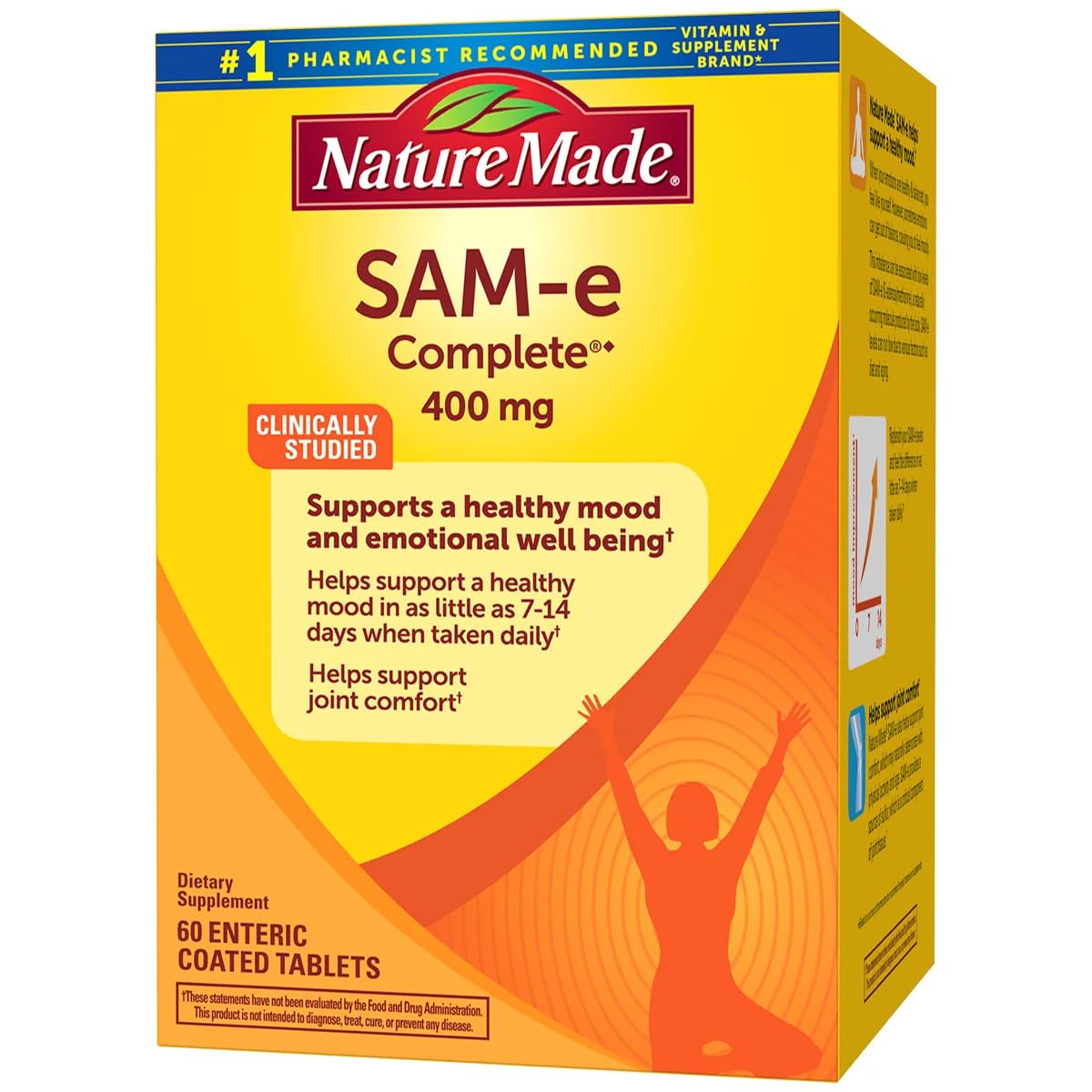 Nature Made SAM-e Complete 400 mg, etiqueta frontal para referencia de salud mental.