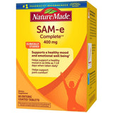 Nature Made SAM-e Complete 400 mg, etiqueta frontal para referencia de salud mental.