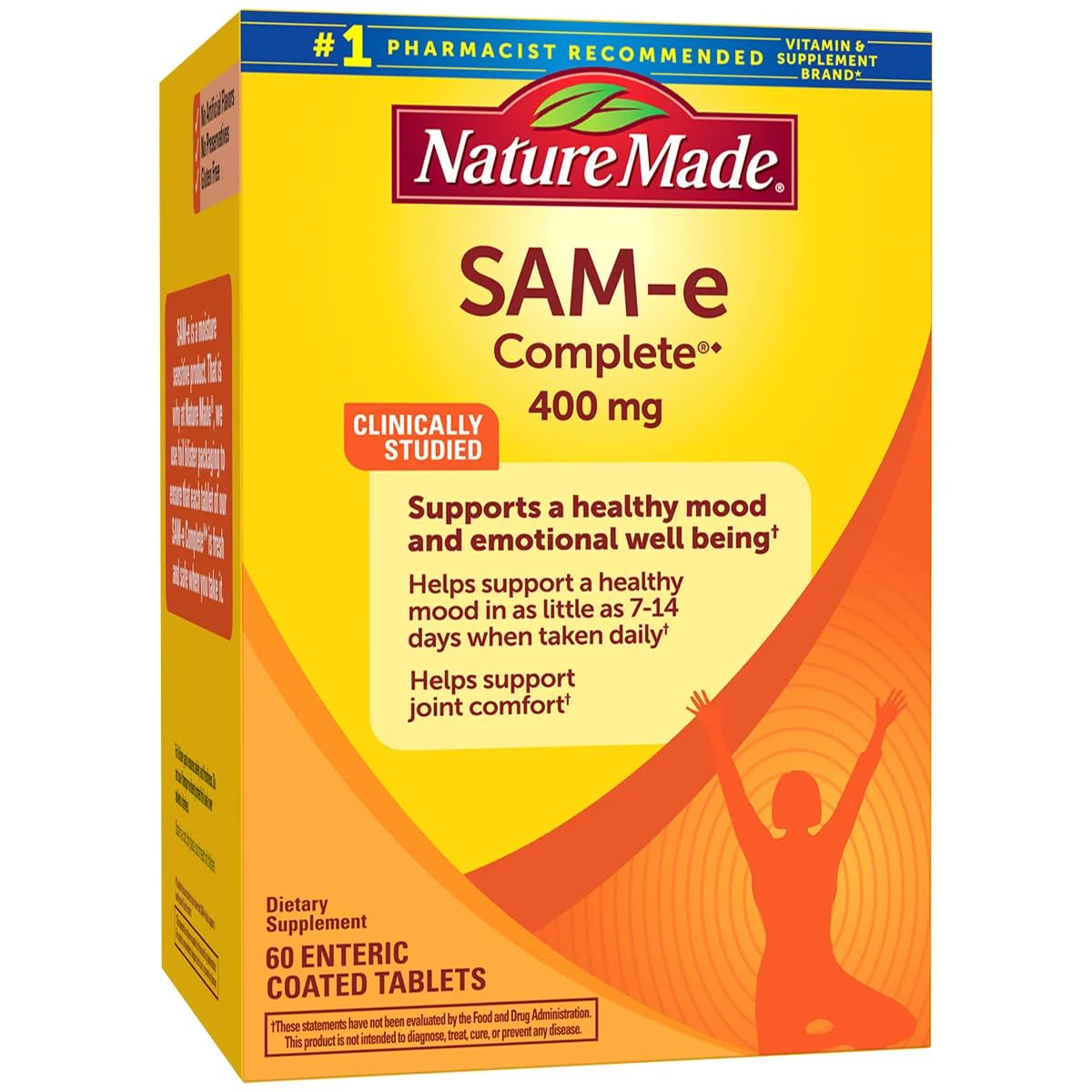 Nature Made SAM-e Complete 400 mg, tabletas entericas, para uso diario.