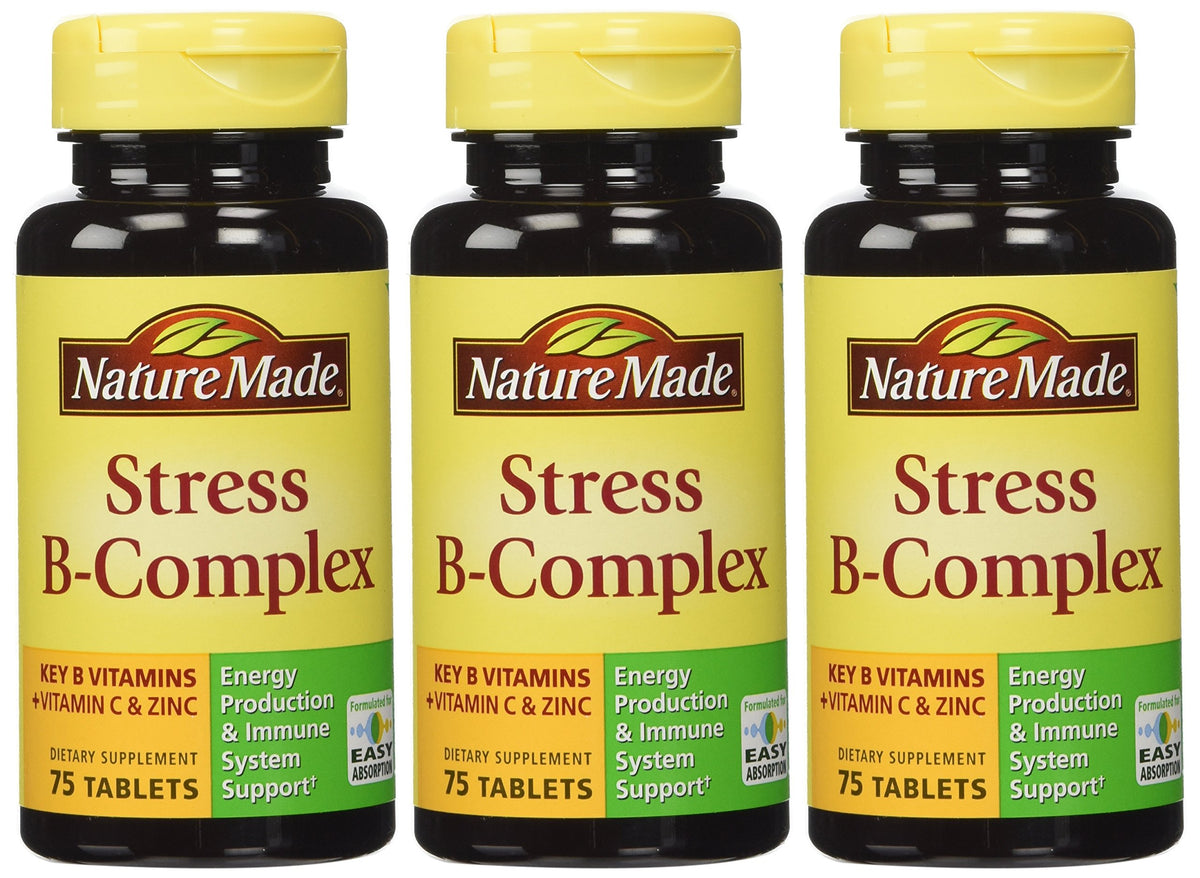 Nature Made Stress B Complex con Zinc, frasco frontal, apoyo a la energía diaria.