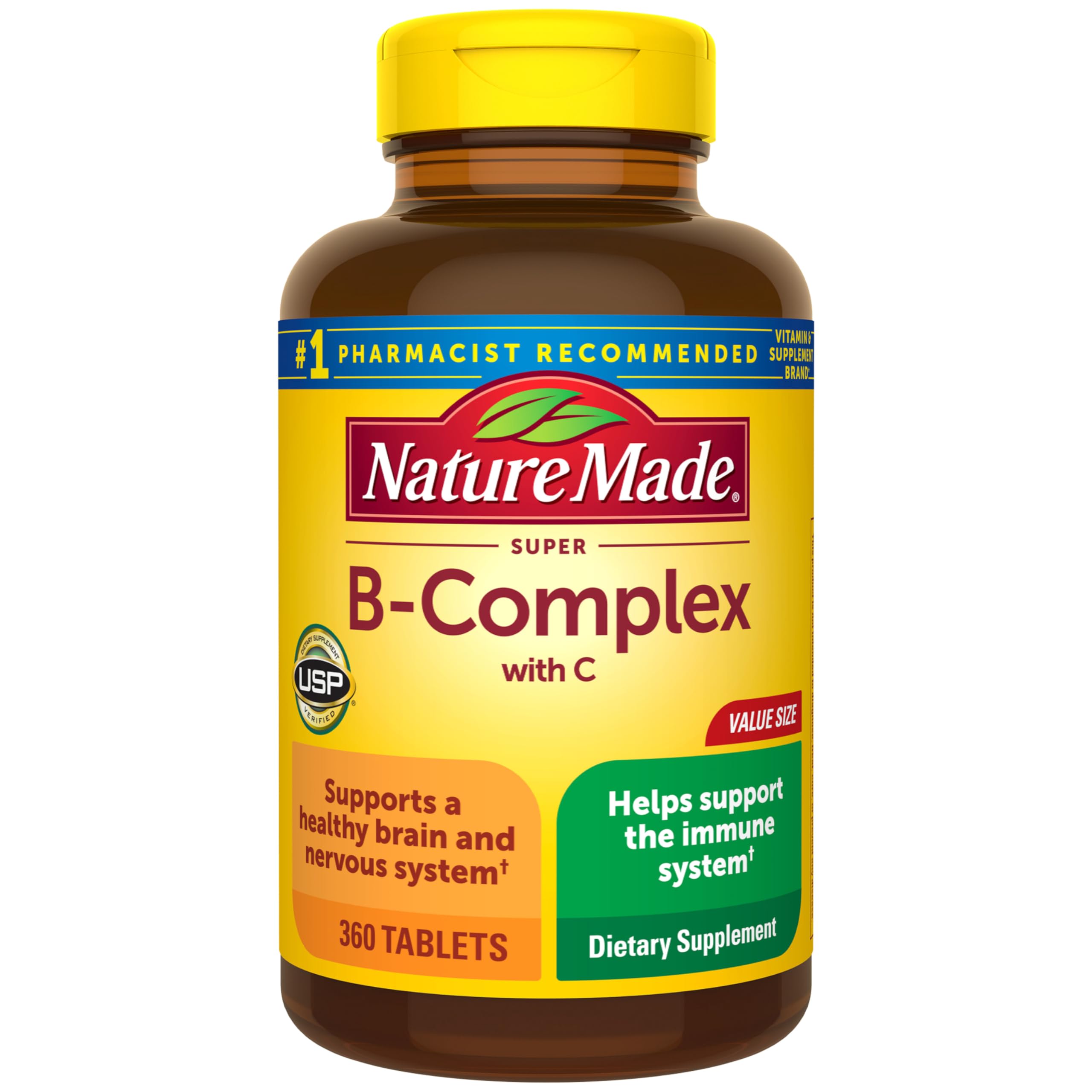 Nature Made Super B Complex: botella de 360 tabletas para suministro diario.