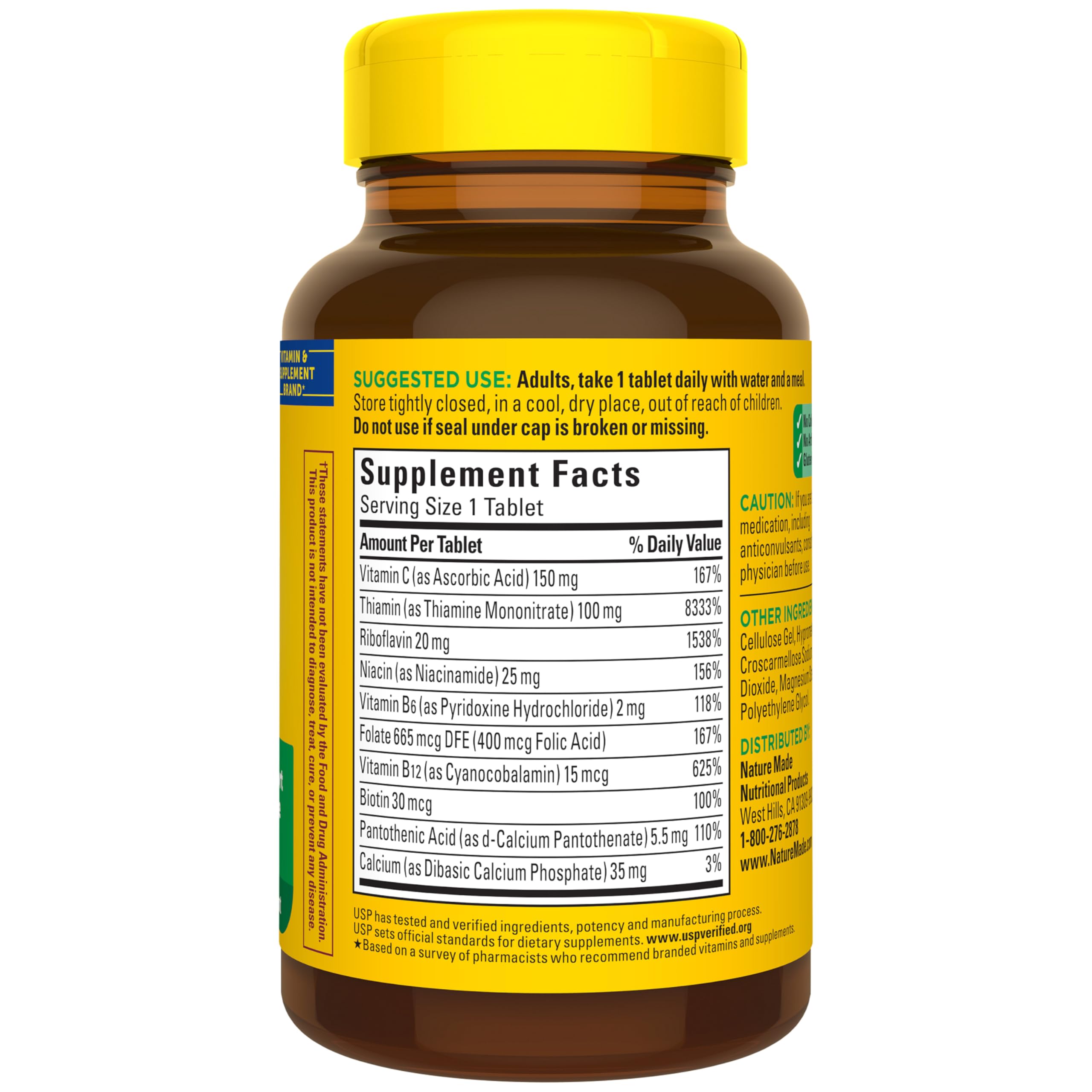Nature Made Super B Complex: frasco compacto, ideal para viaje.