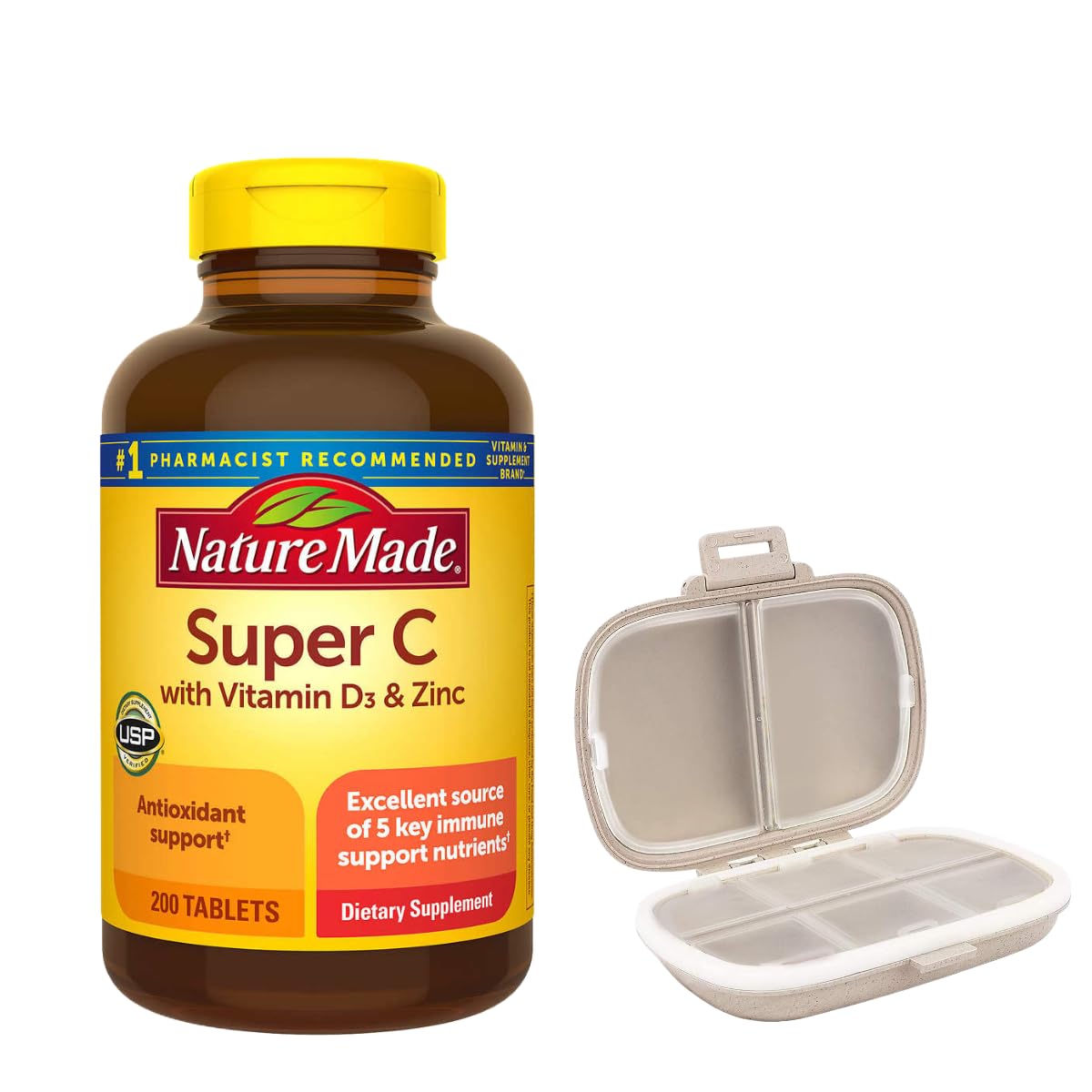 Nature Made Super C, botella de suplemento para apoyo inmune diario.