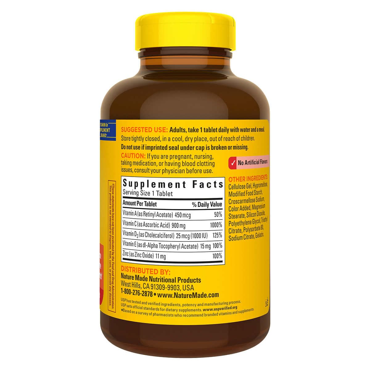 Nature Made Super C, pastillas con D3 y zinc para apoyo antioxidante diario.