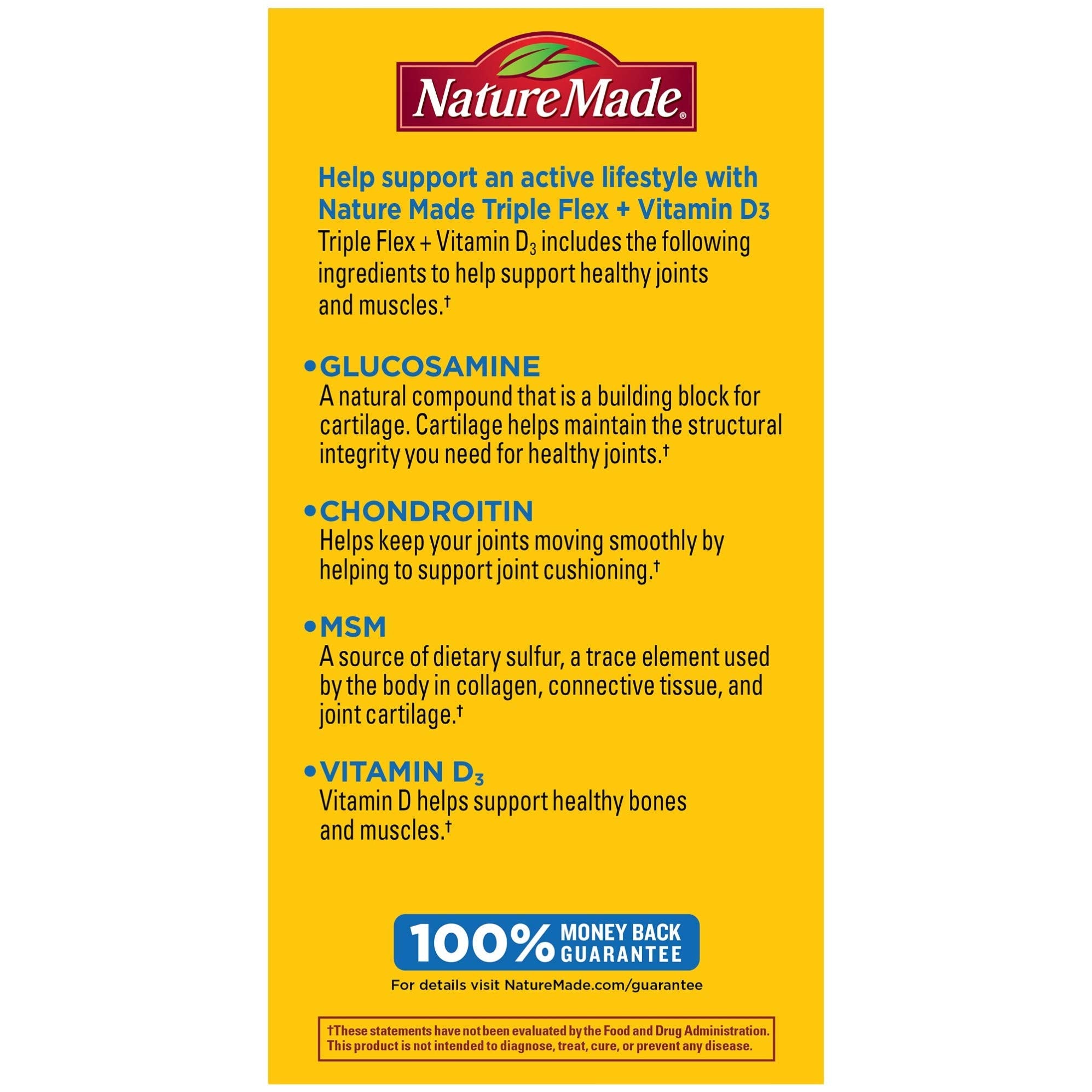 Nature Made TripleFlex, toma diaria con agua y comida.