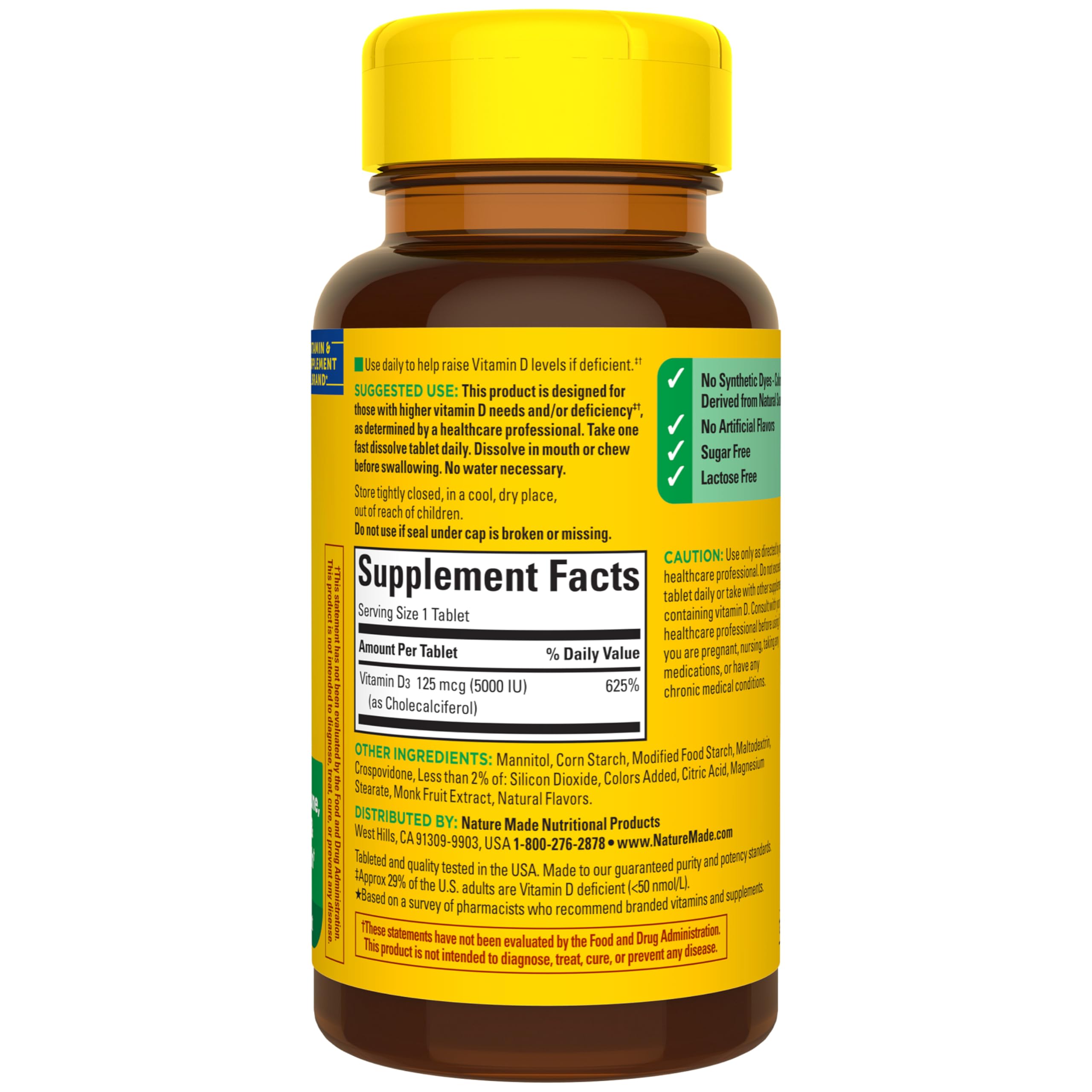 Nature Made Vitamina D3 para apoyar la absorción de calcio y la salud ósea.