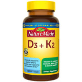 Nature Made Vitamina D3 K2 cápsulas gel suave en bote frontal para apoyo óseo