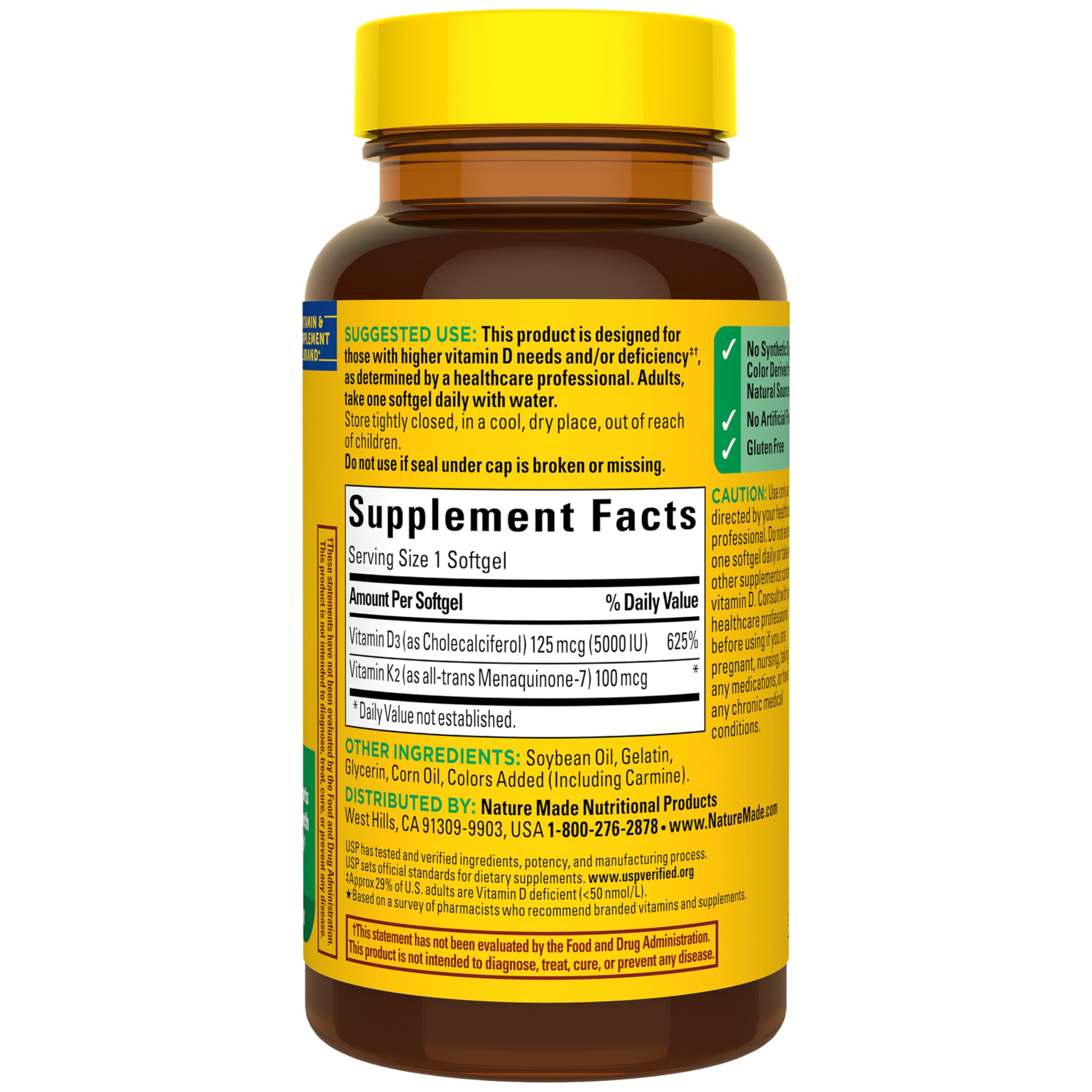 Nature Made Vitamina D3 K2, empaque visible para una compra informada