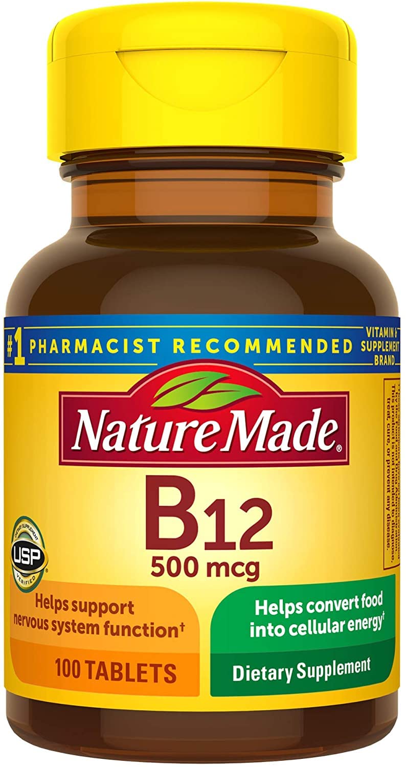Nature Made Vitamina B12 500 mcg, frasco frontal, apoyo diario de energía y bienestar