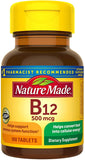 Nature Made Vitamina B12 500 mcg, frasco frontal, apoyo diario de energía y bienestar