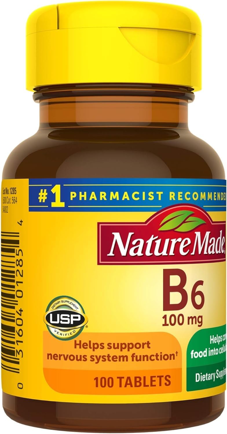 Nature Made Vitamina B6 100 mg, dosis diaria, apoyo al metabolismo energético