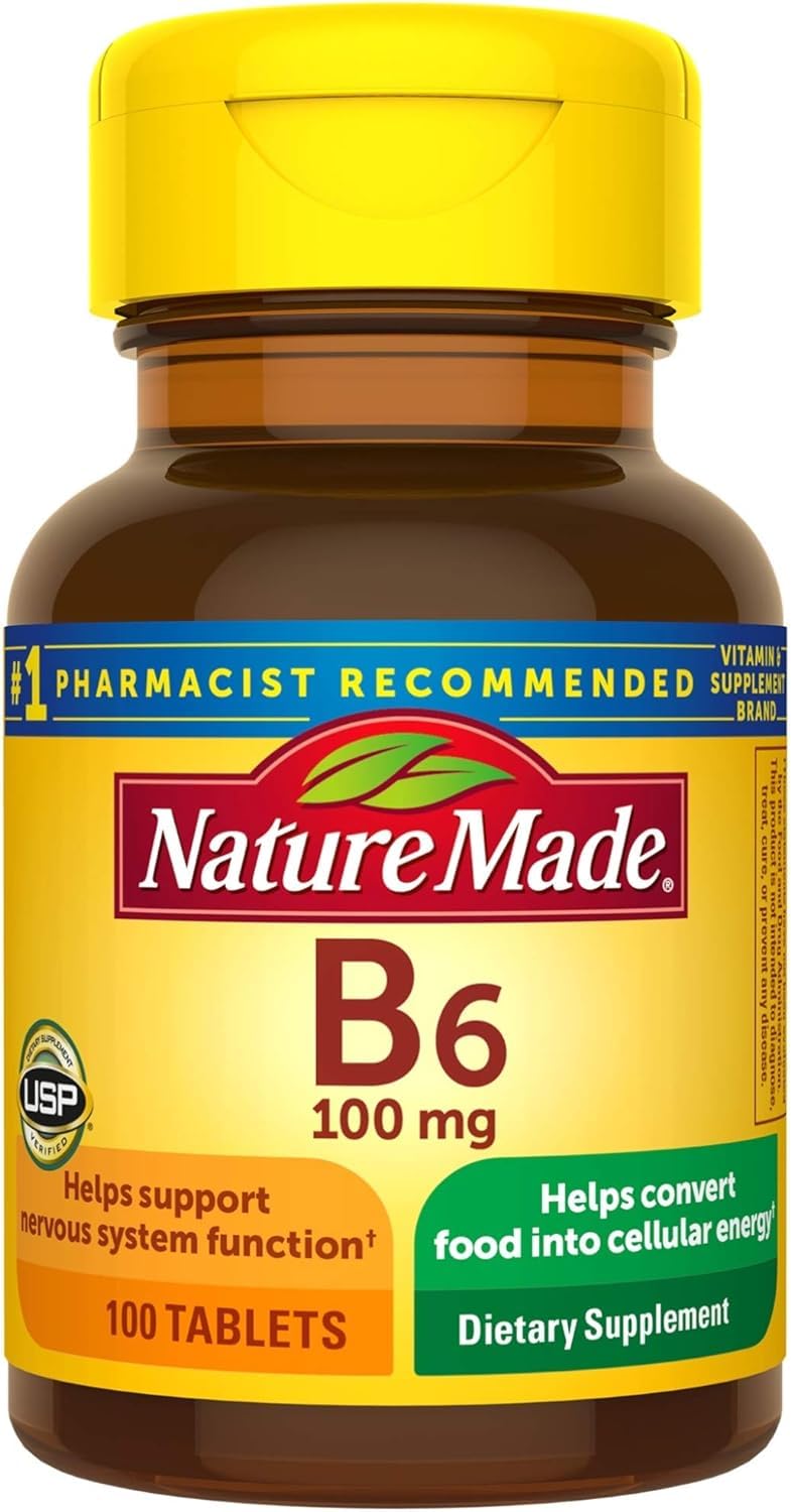 Nature Made Vitamina B6 100 mg, empaque visible, apoyo a la energía diaria