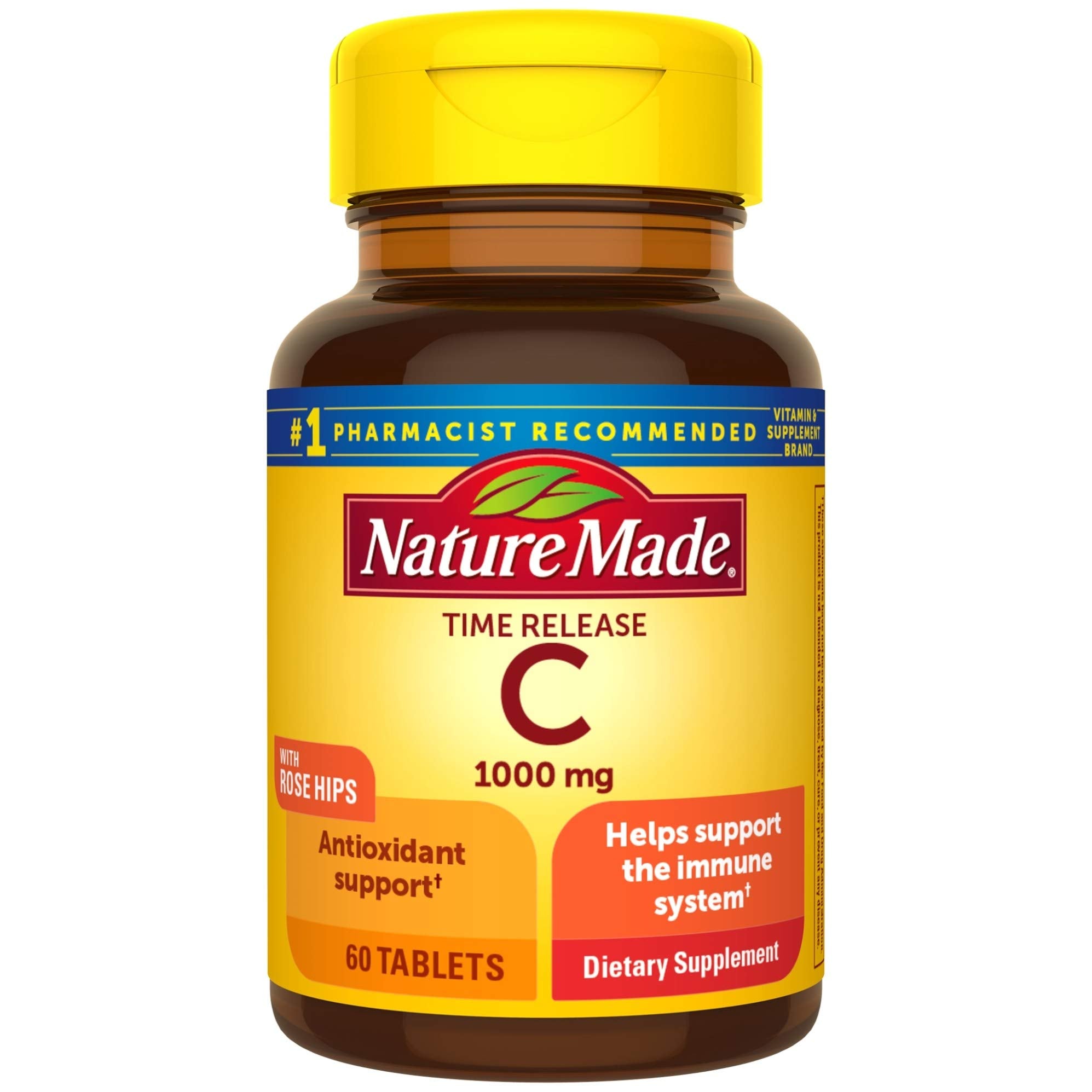 Nature Made Vitamina C 1000 mg con liberación prolongada en botella; apoyo inmunitario potencial.