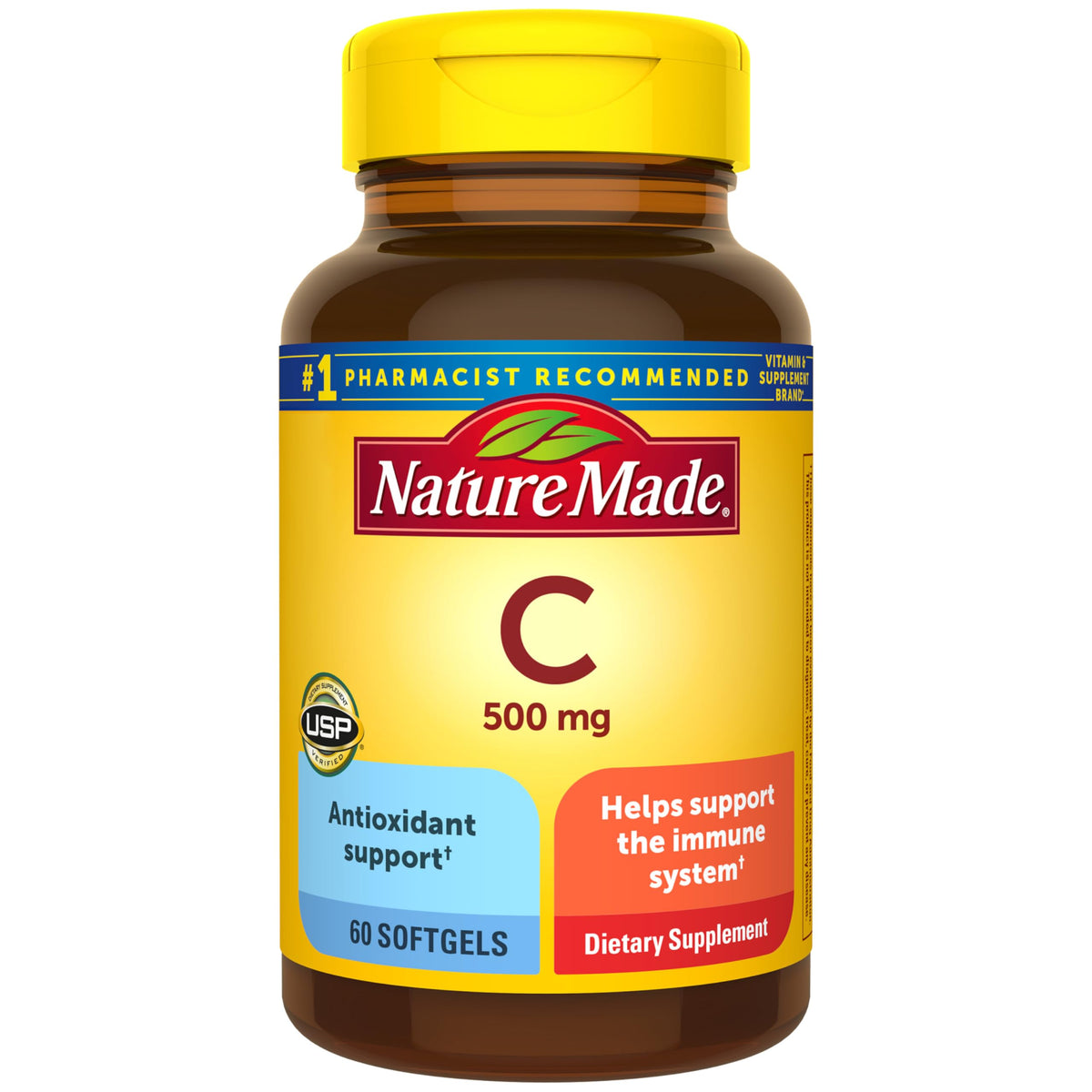 Nature Made Vitamina C 500 mg frasco visible, ideal para rutina diaria