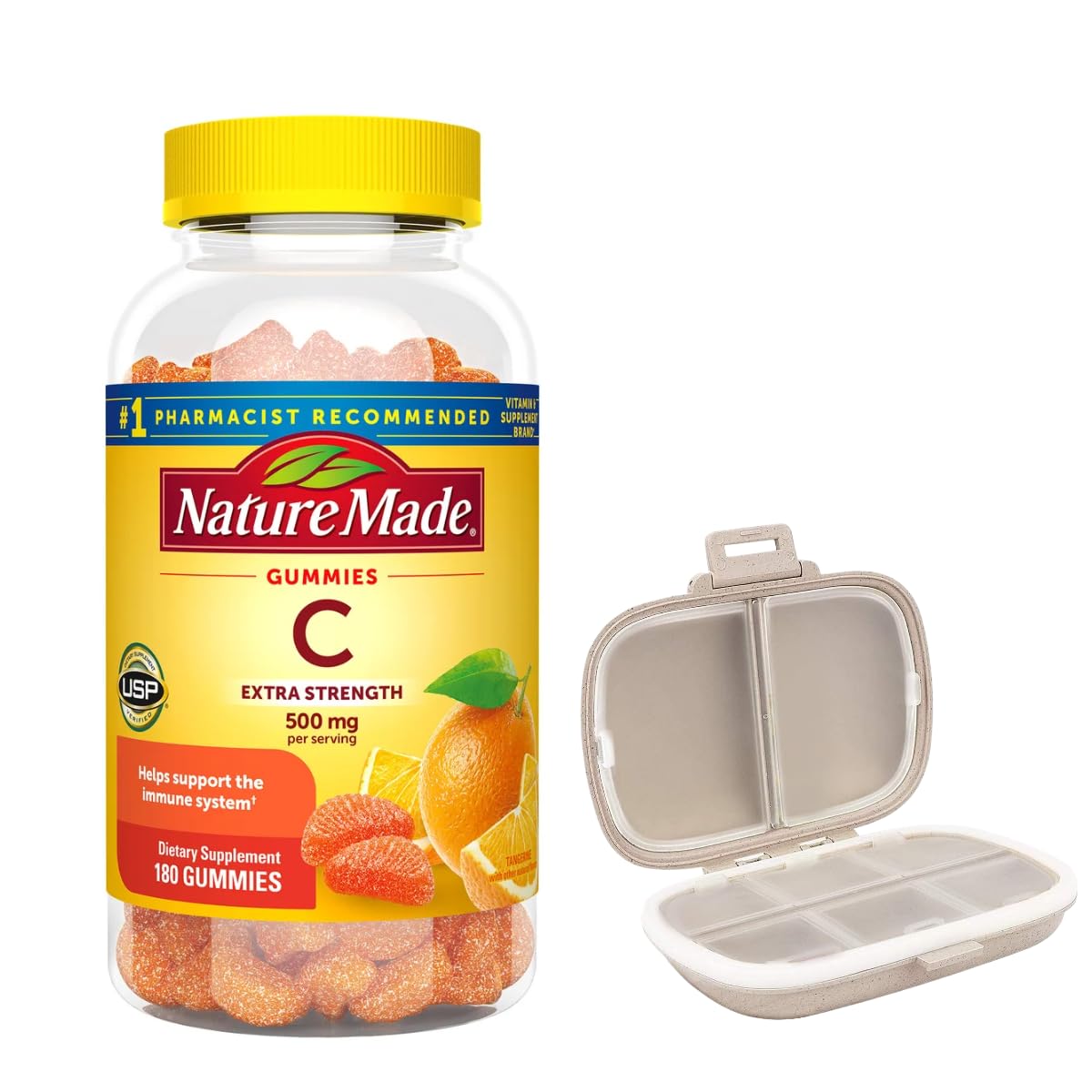 Nature Made Vitamina C 500 mg gomas — botella con sabor cítrico para energía diaria