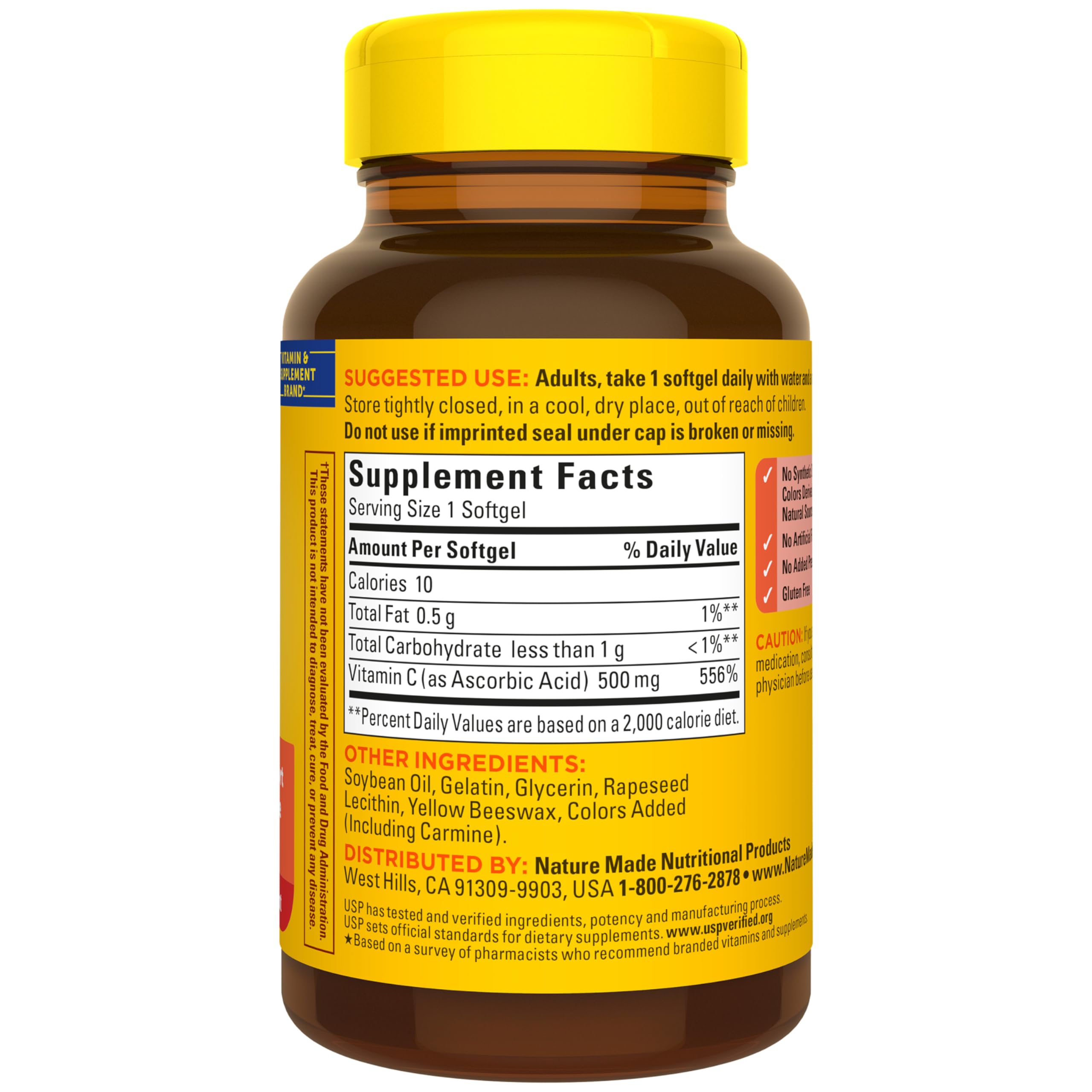Nature Made Vitamina C 500 mg uso diario durante la rutina matutina