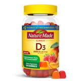 Nature Made Vitamin D3 2000 IU gomitas en botella, posible soporte óseo y dental.