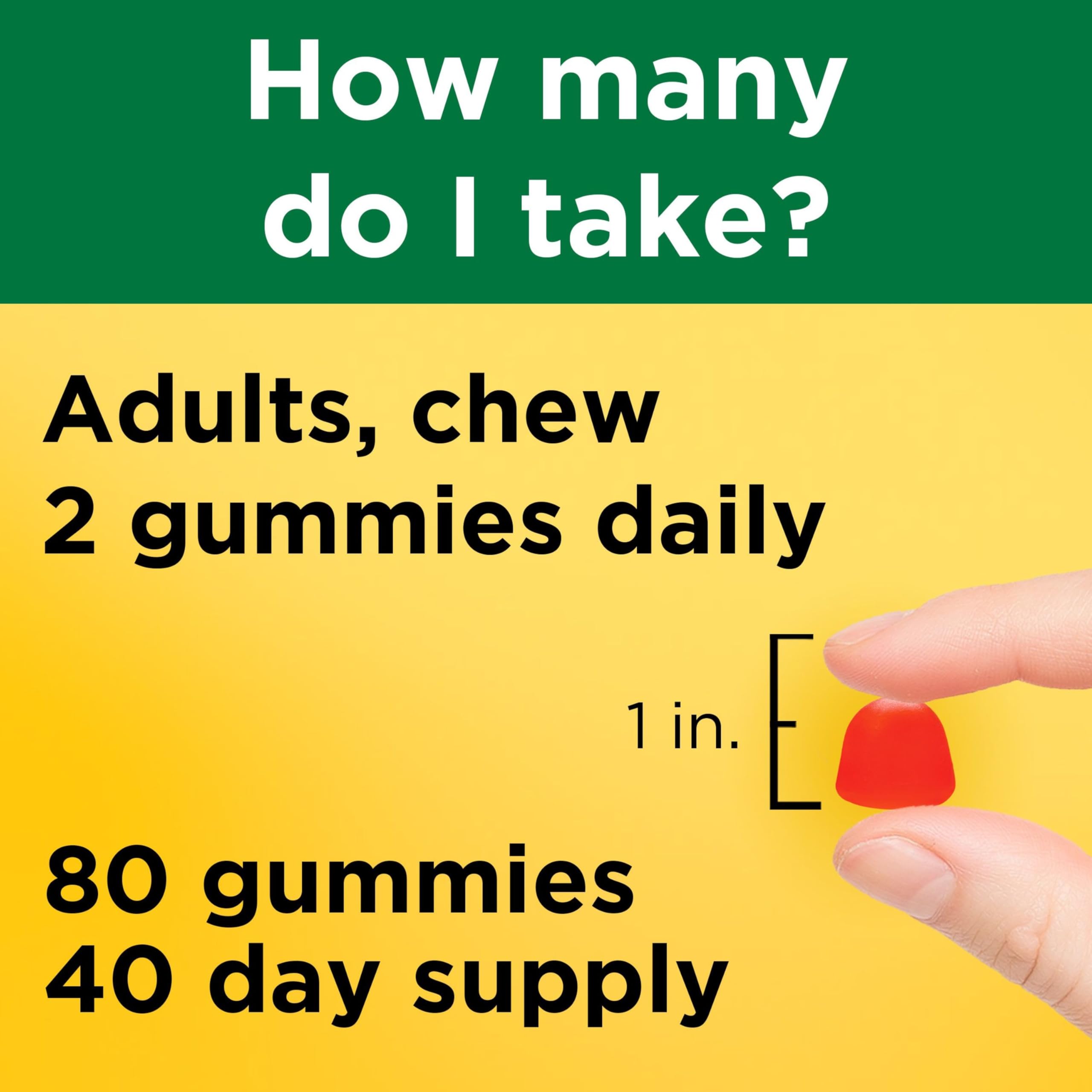 Dos gomitas diarias proporcionan Vitamina D3 por porción