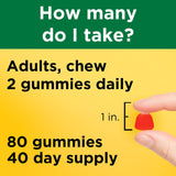Dos gomitas diarias proporcionan Vitamina D3 por porción