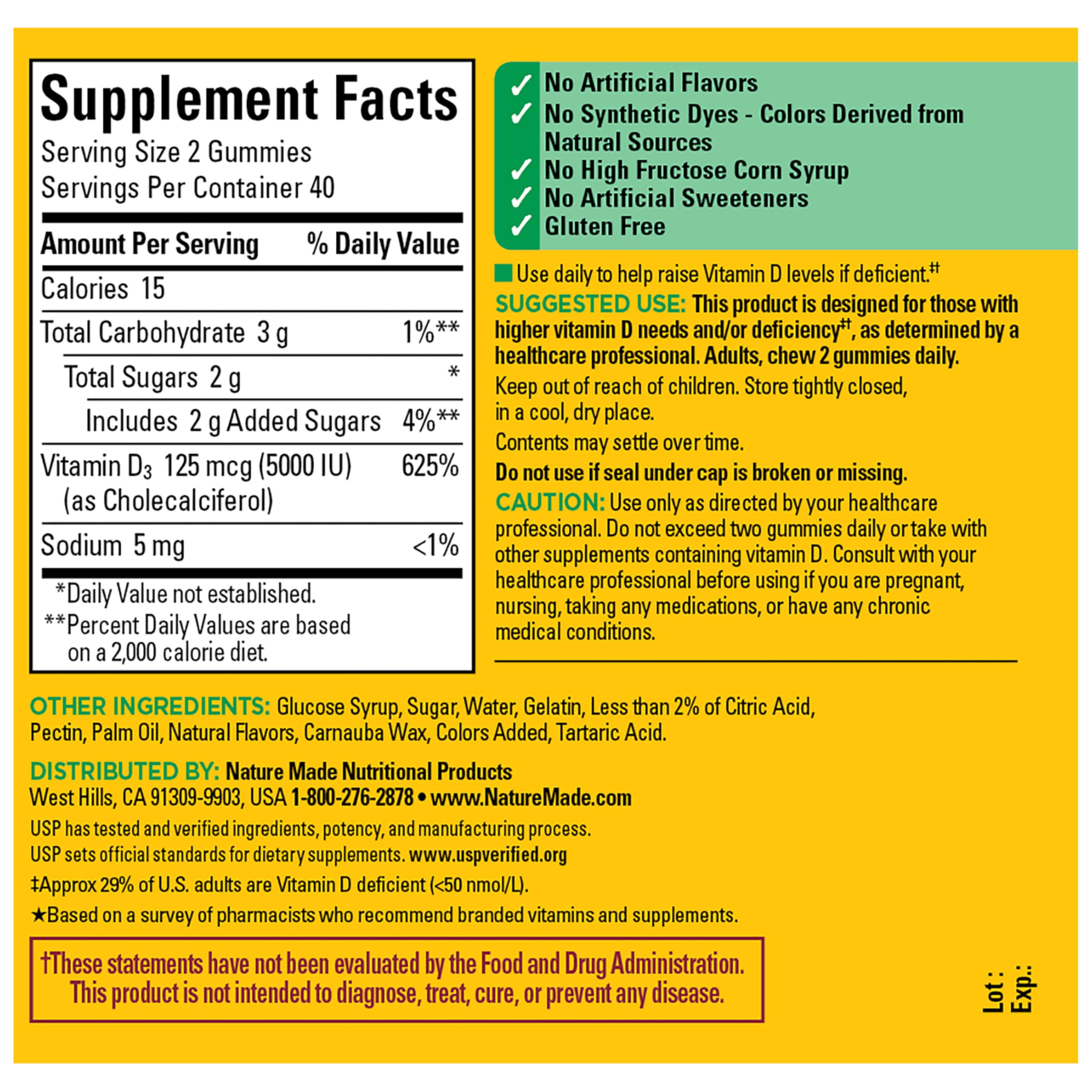 Confianza y calidad Nature Made para uso diario de Vitamina D3