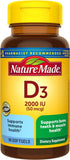 Nature Made Vitamina D3 cápsulas suaves en frasco, apoyo a huesos sanos y músculos.
