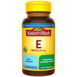 Nature Made Vitamina E 400 UI, cápsulas frente, apoyo antioxidante diario.